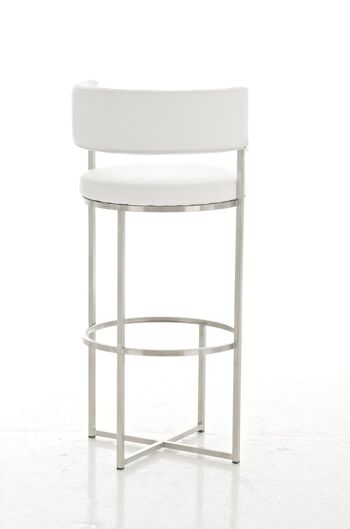 Tabouret de bar Lennox E78 blanc 46x52x102 cuir artificiel blanc acier inoxydable 3