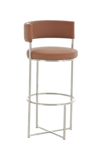 Tabouret de bar Lennox E78 marron clair 46x52x102 cuir artificiel marron clair acier inoxydable 1