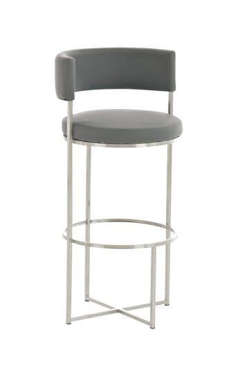 Tabouret de bar Lennox E78 Gris 46x52x102 Cuir artificiel gris acier inoxydable 1