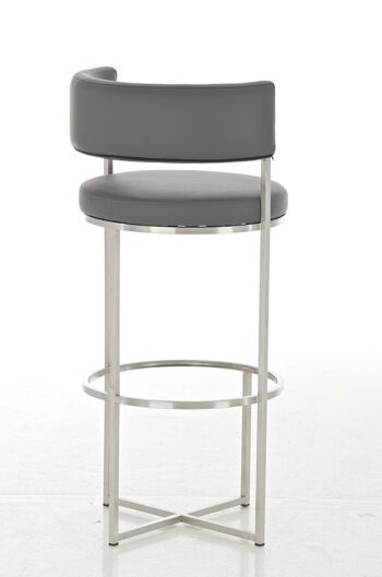 Tabouret de bar Lennox E78 Gris 46x52x102 Cuir artificiel gris acier inoxydable 3