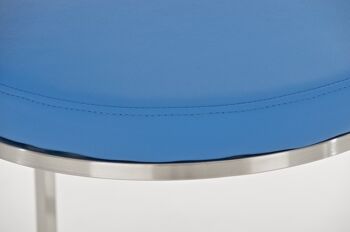 Tabouret de bar Lennox E78 bleu 46x52x102 cuir artificiel bleu acier inoxydable 5