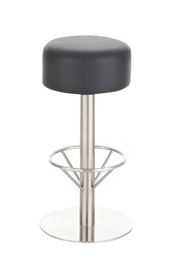 Tabouret de bar Pisa E85 noir 38x38x85 cuir artificiel noir métal 1