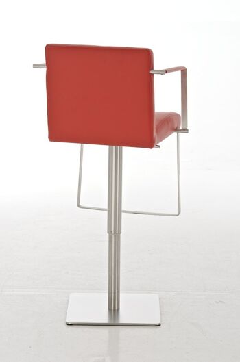 Tabouret de bar Santiago rouge 51x52x88 cuir artificiel rouge acier inoxydable 3