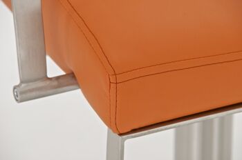 Tabouret de bar Santiago orange 51x52x88 cuir artificiel orange acier inoxydable 5