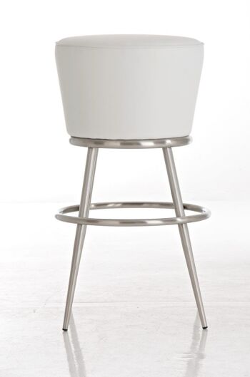 Tabouret de bar Laos E80 blanc 56x56x80 cuir artificiel blanc acier inoxydable 3