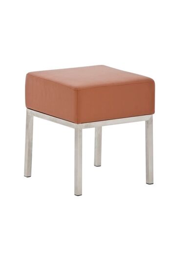 Tabouret Lamega marron clair 40x40x46 cuir artificiel marron clair acier inoxydable 1