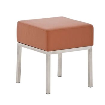 Tabouret Lamega marron clair 40x40x46 cuir artificiel marron clair acier inoxydable 7