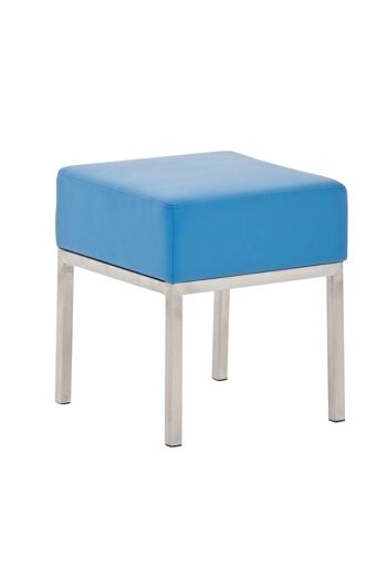 Tabouret Lamega bleu 40x40x46 cuir artificiel bleu acier inoxydable 1