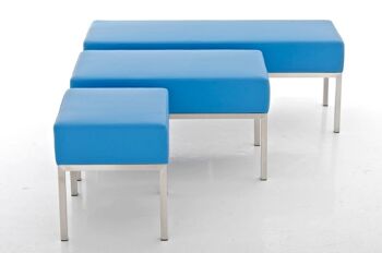 Tabouret Lamega bleu 40x40x46 cuir artificiel bleu acier inoxydable 3