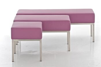 Tabouret Lamega violet 40x40x46 cuir artificiel violet acier inoxydable 3