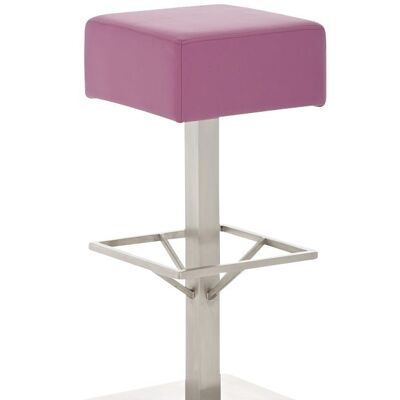 Tabouret de bar Glasgow E85 violet 35x35x85 cuir artificiel violet acier inoxydable