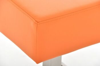 Tabouret de bar Glasgow E85 orange 35x35x85 simili cuir orange acier inoxydable 4