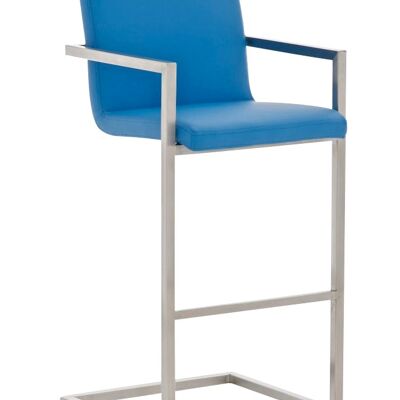 Tabouret de bar Phoenix bleu 60x50x112 cuir artificiel bleu acier inoxydable