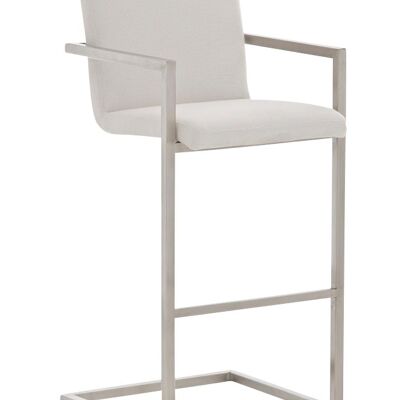 Tabouret de bar Phoenix, tissu blanc 60x50x112 blanc Matière acier inoxydable