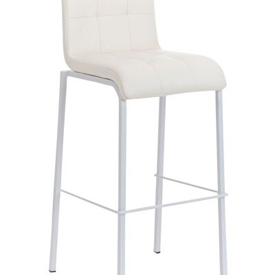 Tabouret de bar Avola cuir W78 crème 51x43x103 métal simili cuir crème