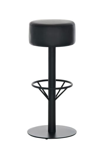 Tabouret de bar Pisa B76 noir 38x38x76 cuir artificiel noir métal 1