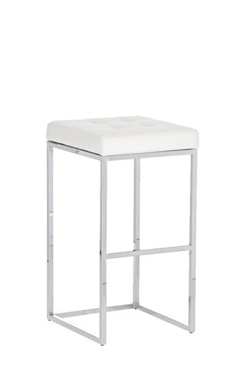 Tabouret de bar Lugano C77 tissu blanc 45x41x77 blanc Matière Métal chromé 1