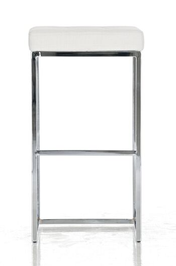 Tabouret de bar Lugano C77 tissu blanc 45x41x77 blanc Matière Métal chromé 2