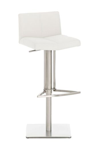 Tabouret de bar tissu Brisbane blanc 38x40x77.5 cuir artificiel blanc acier inoxydable 1