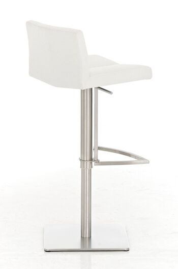 Tabouret de bar tissu Brisbane blanc 38x40x77.5 cuir artificiel blanc acier inoxydable 4