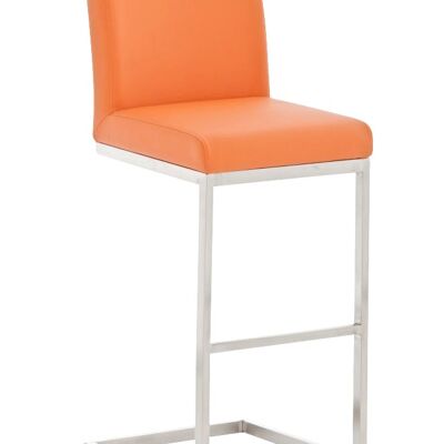 Taburete de bar Paros naranja 48x42x104 cuero artificial naranja acero inoxidable