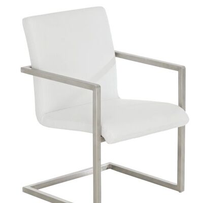 Chaise visiteur Java blanc 59x55x78 cuir artificiel blanc acier inoxydable