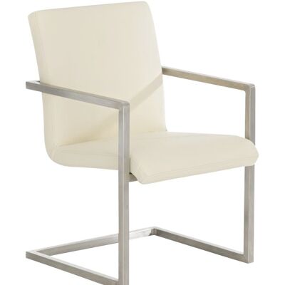 Silla de visita Java crema 59x55x78 cuero artificial crema acero inoxidable