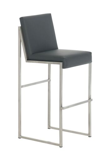 Tabouret de bar Timor E75 Gris 50x43x104 Cuir artificiel gris acier inoxydable 1