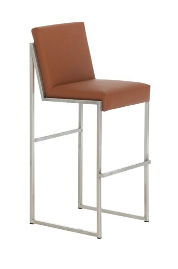 Tabouret de bar Timor E75 brun clair 50x43x104 cuir artificiel brun clair acier inoxydable 1