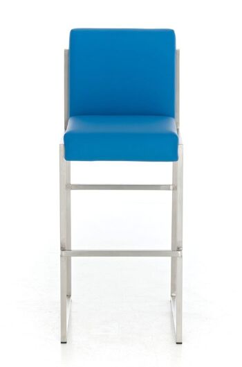 Tabouret de bar Timor E75 bleu 50x43x104 cuir artificiel bleu acier inoxydable 2