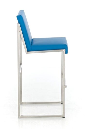 Tabouret de bar Timor E75 bleu 50x43x104 cuir artificiel bleu acier inoxydable 3