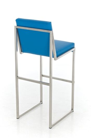 Tabouret de bar Timor E75 bleu 50x43x104 cuir artificiel bleu acier inoxydable 4