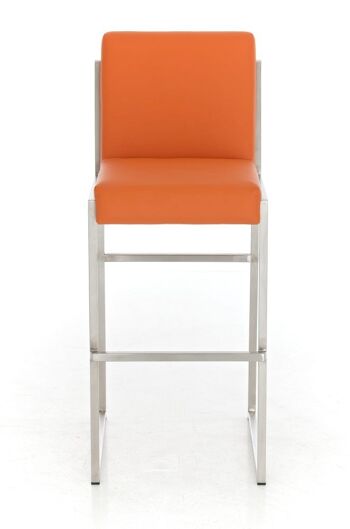 Tabouret de bar Timor E75 orange 50x43x104 cuir artificiel orange acier inoxydable 2