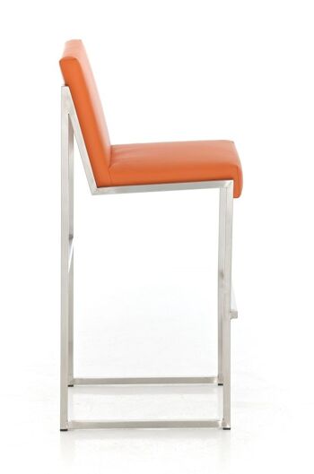 Tabouret de bar Timor E75 orange 50x43x104 cuir artificiel orange acier inoxydable 3