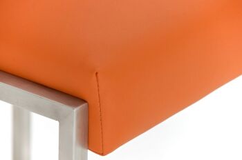 Tabouret de bar Timor E75 orange 50x43x104 cuir artificiel orange acier inoxydable 7