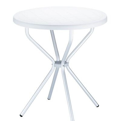 Tisch Elfo 70 cm weiß 70x70x72 weißer Kunststoff Aluminium