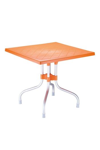 Table Forza 80 cm orange 80x80x72 aluminium plastique orange