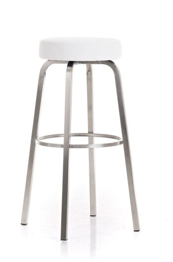 Tabouret de bar Kamari E78 blanc 40x40x78 cuir artificiel blanc acier inoxydable 2