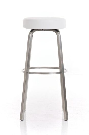 Tabouret de bar Kamari E78 blanc 40x40x78 cuir artificiel blanc acier inoxydable 3