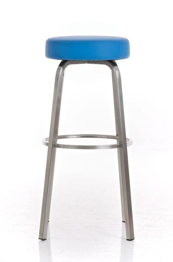 Tabouret de bar Kamari E78 bleu 40x40x78 cuir artificiel bleu acier inoxydable 3