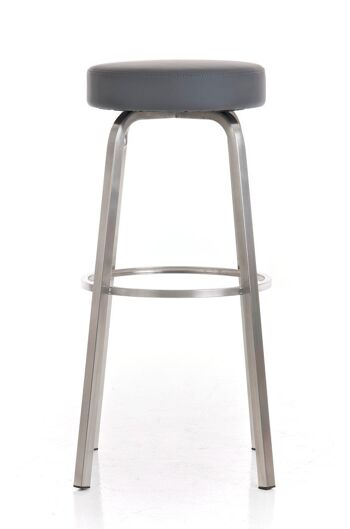 Tabouret de bar Kamari E85 Gris 40x40x85 Cuir artificiel gris acier inoxydable 2