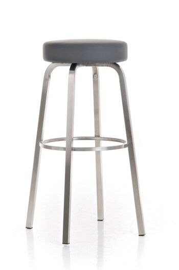 Tabouret de bar Kamari E85 Gris 40x40x85 Cuir artificiel gris acier inoxydable 3