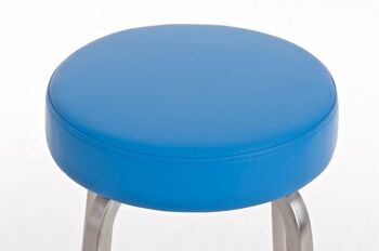 Tabouret de bar Kamari E85 bleu 40x40x85 cuir artificiel bleu acier inoxydable 7