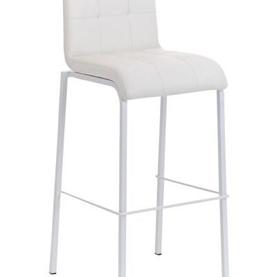 Tabouret de bar Avola cuir W78 blanc 51x43x103 cuir artificiel blanc métal