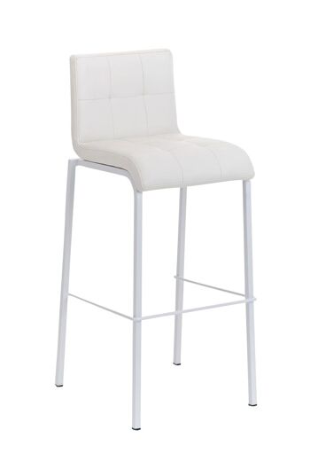 Tabouret de bar Avola cuir W78 blanc 51x43x103 cuir artificiel blanc métal 1