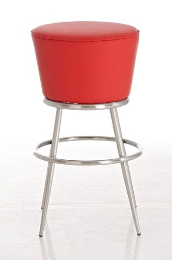 Tabouret de bar Laos E85 rouge 56x56x85 cuir artificiel rouge acier inoxydable 3