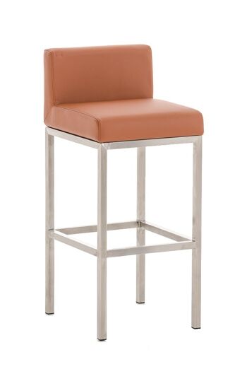 Tabouret de bar Goa E77 marron clair 44,5x40x96,5 cuir artificiel marron clair Bois 1