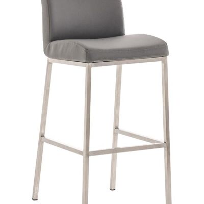 Tabouret de bar Santos E77 Gris 51x42,5x102 Cuir artificiel gris acier inoxydable