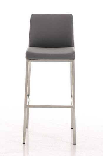 Tabouret de bar Santos E77 Gris 51x42,5x102 Cuir artificiel gris acier inoxydable 2