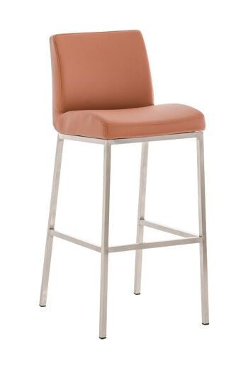 Santos E77 tabouret de bar brun clair 51x42,5x102 cuir artificiel brun clair acier inoxydable 1